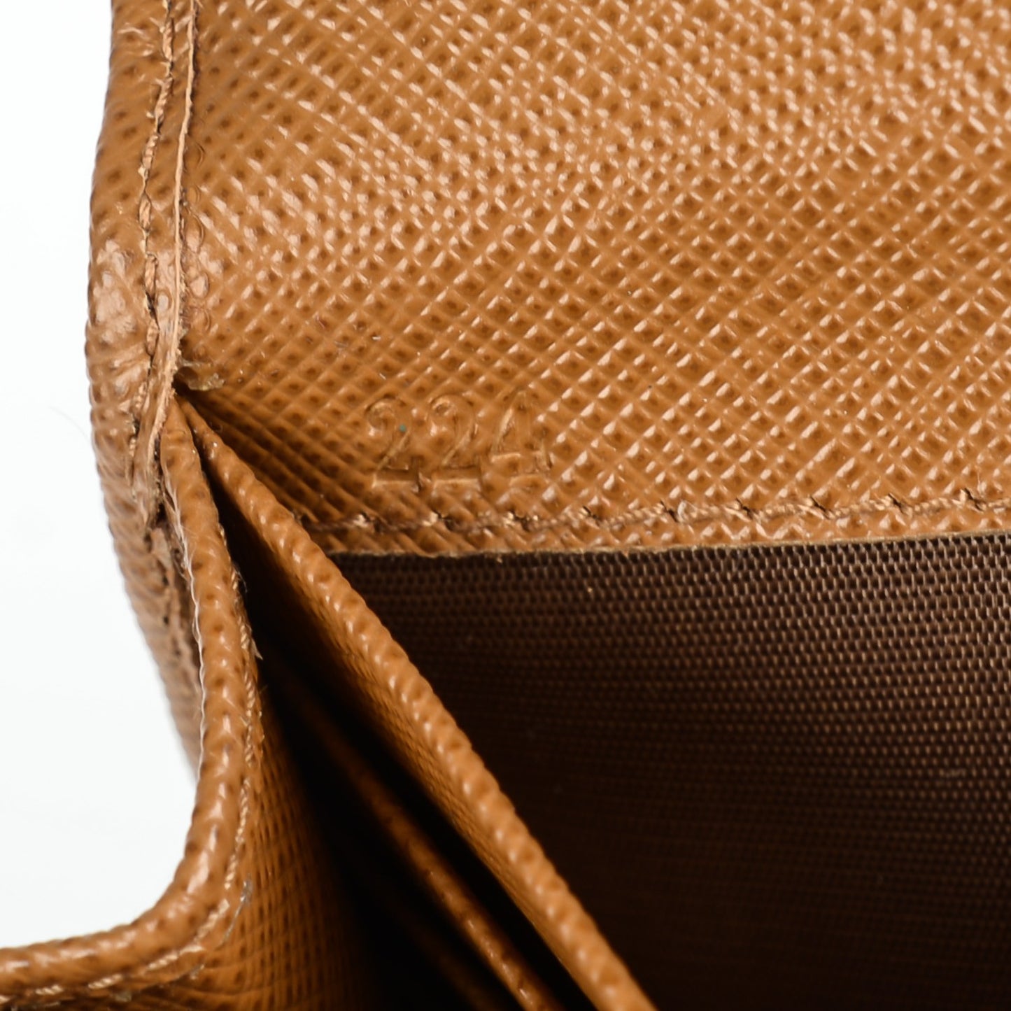 Saffiano Metal Bar Flap Wallet Caramel