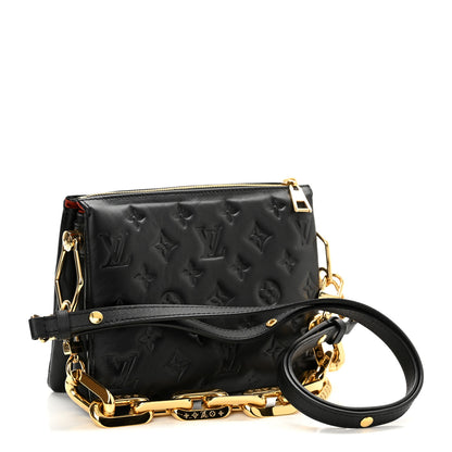 Louis Vuitton Lambskin Embossed Monogram Coussin BB Black 3 of 11