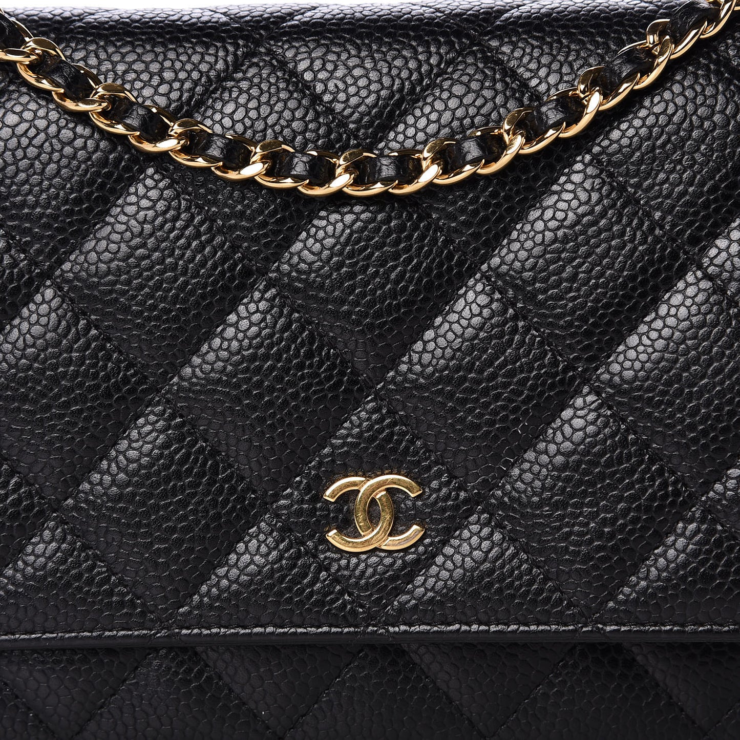 Caviar Quilted Wallet On Chain WOC Black