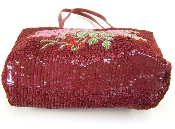Valentino Garavani Sequin Tote Burgundy 5 of 9