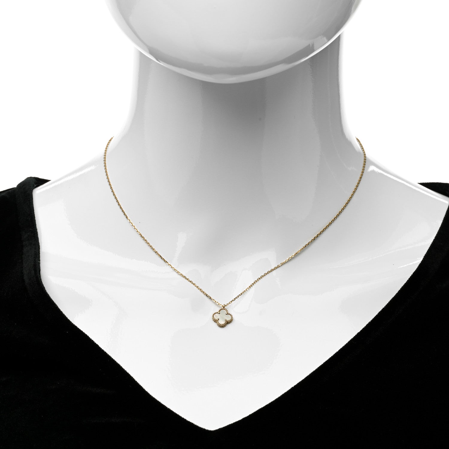 Van Cleef & Arpels 18K Yellow Gold Mother of Pearl Sweet Alhambra Pendant Necklace 2 of 6