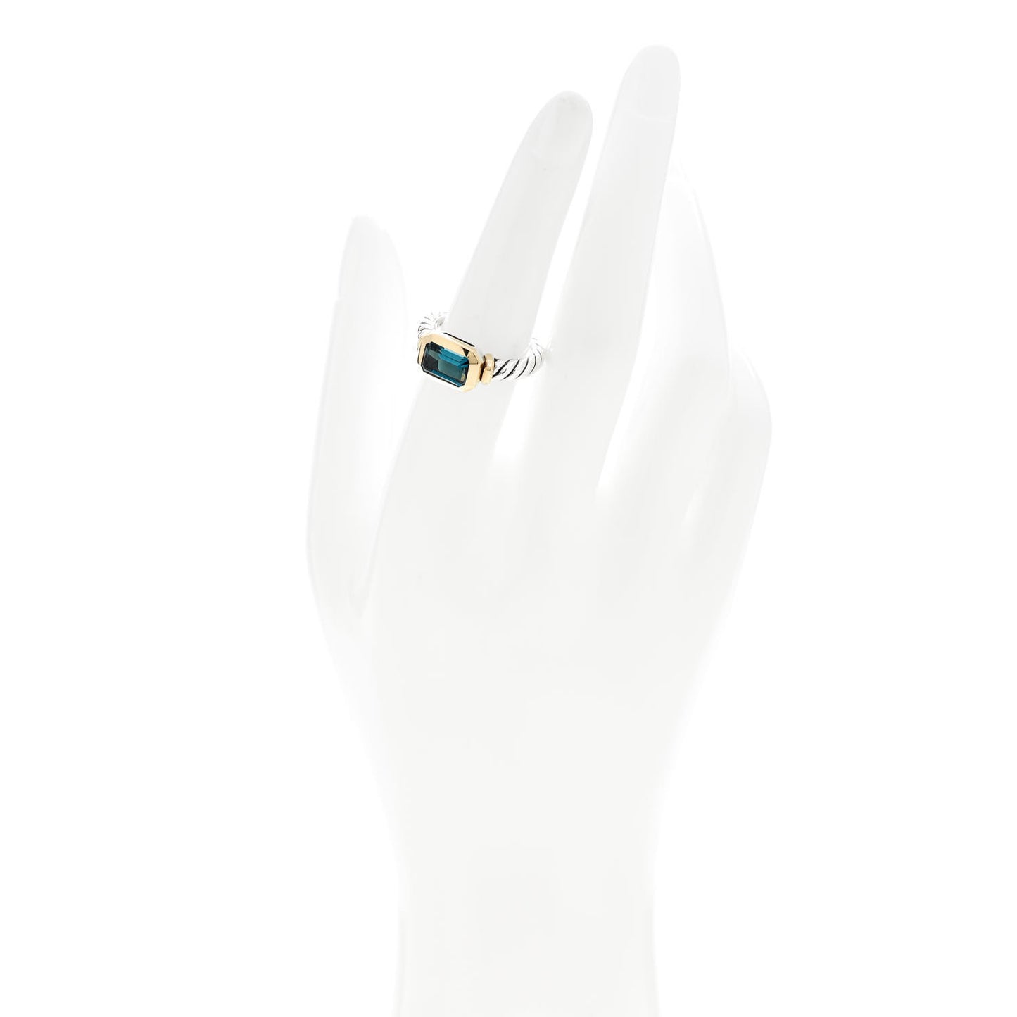 Sterling Silver 18K Yellow Gold Blue Topaz Novella Ring 53 6.25