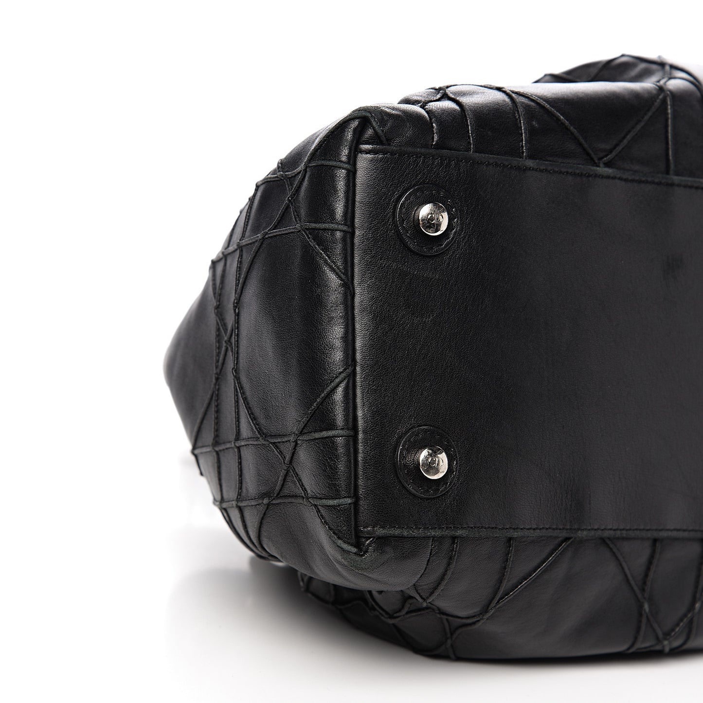 Lambskin Cannage Drawstring Bag Black