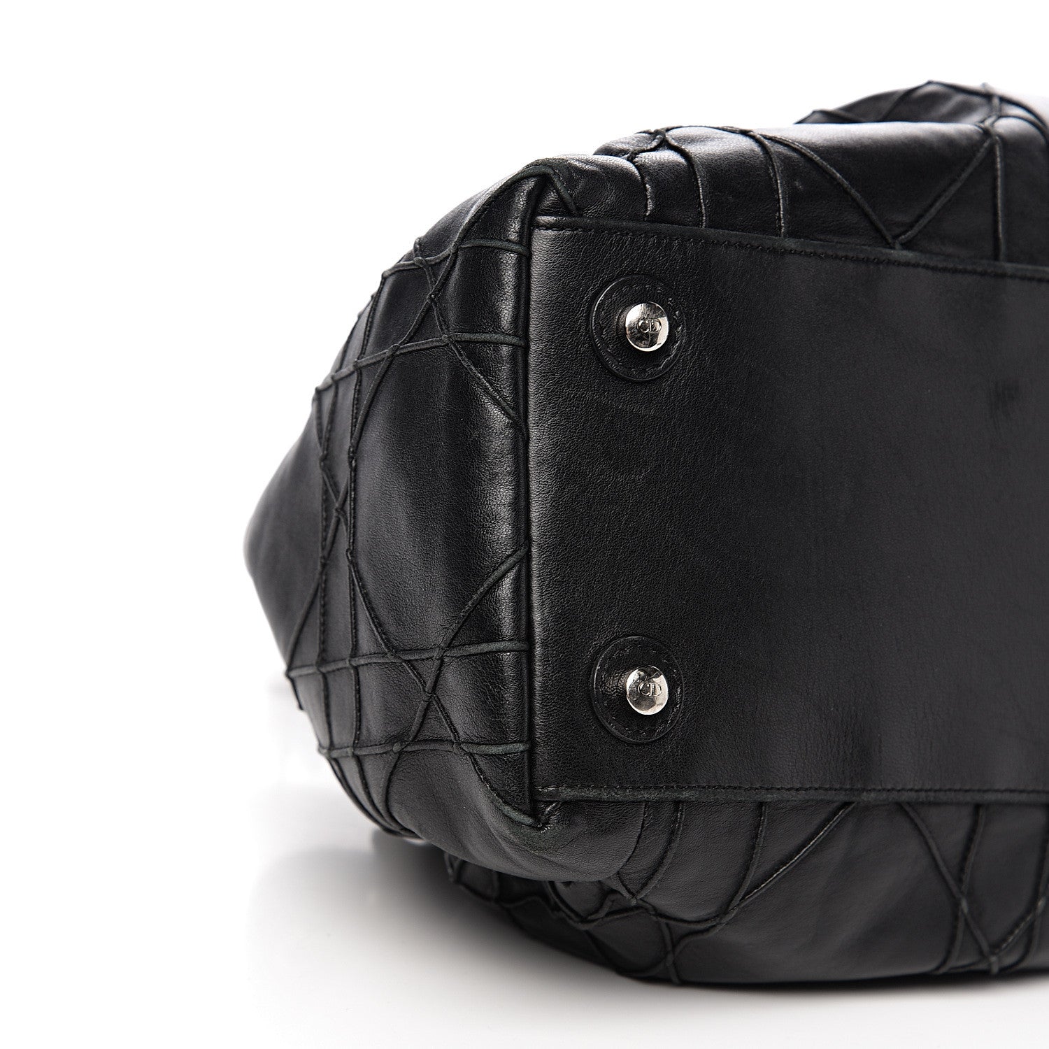 Christian Dior Lambskin Cannage Drawstring Bag Black 7 of 11