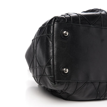 Christian Dior Lambskin Cannage Drawstring Bag Black 7 of 11