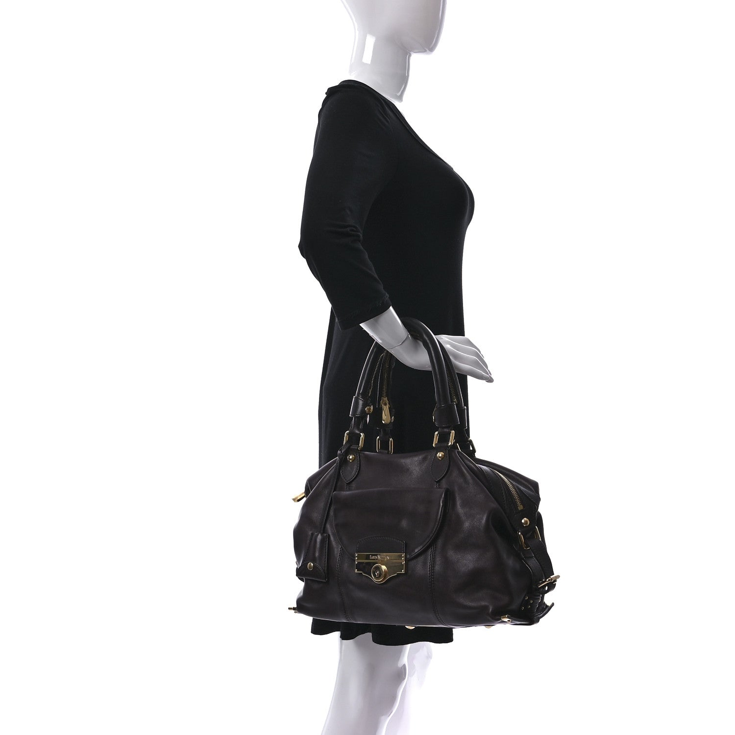 Louis Vuitton Calfskin Sac Louis Chocolate 2 of 14