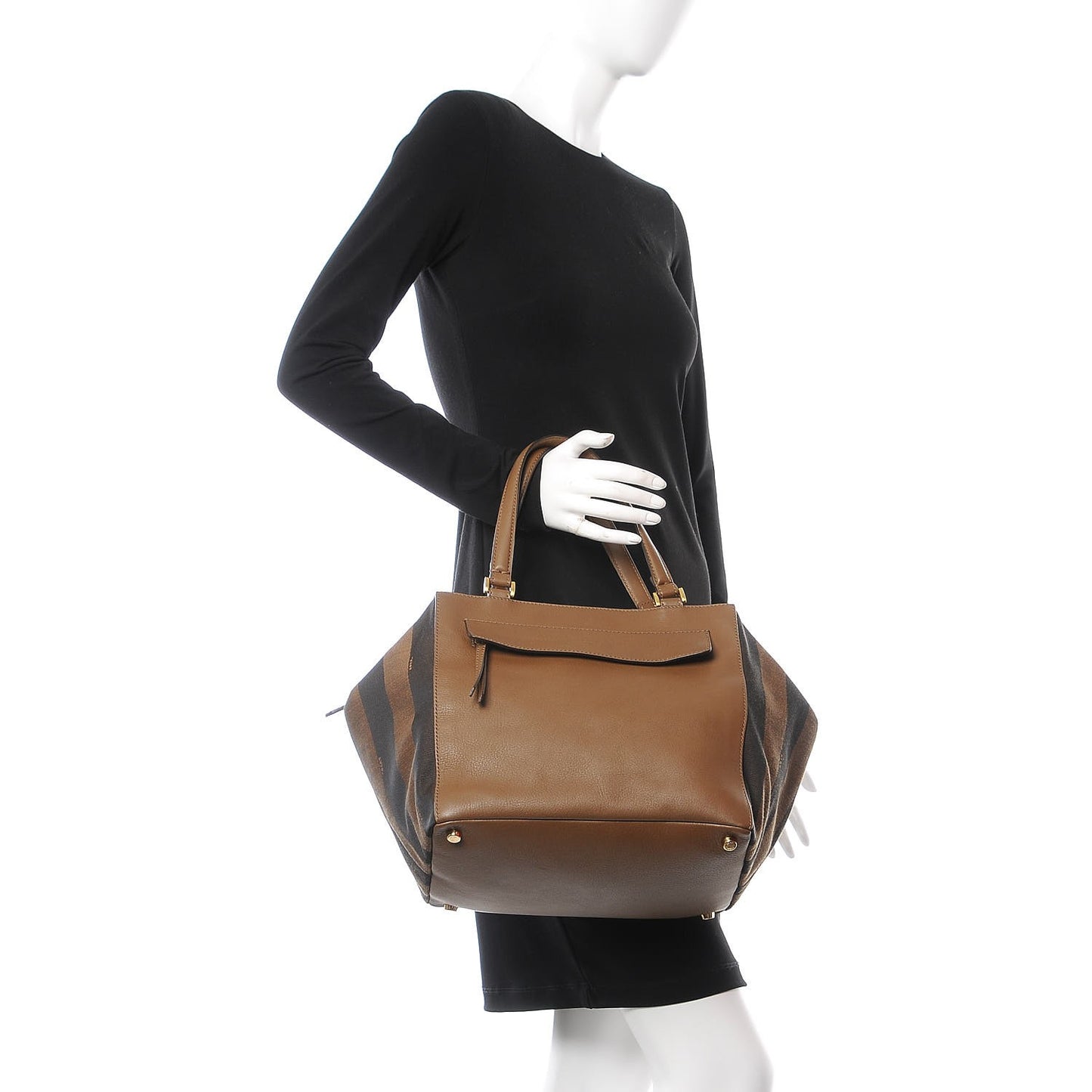Pequin Vitello Magnetic Top Satchel Tobacco Foresta