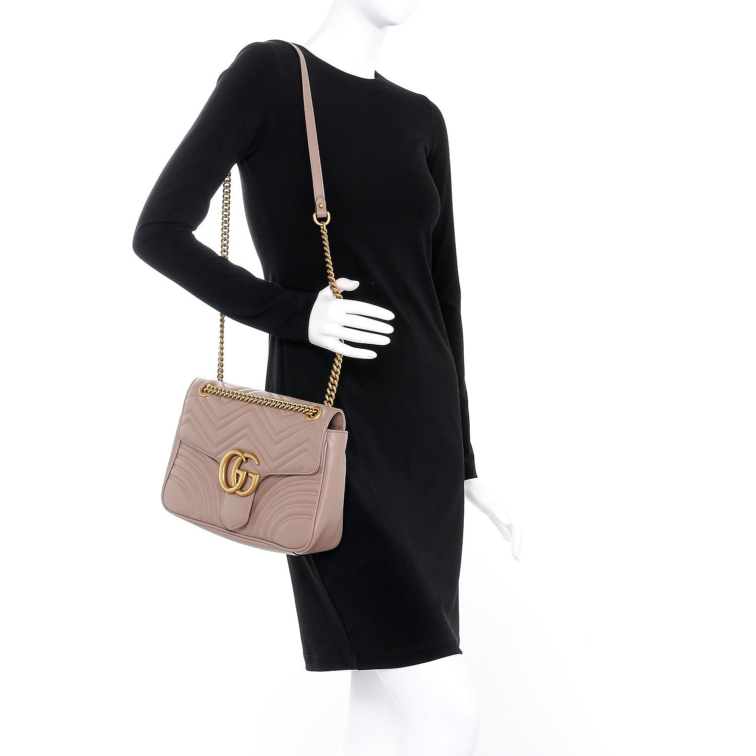 Gucci Calfskin Matelasse Medium GG Marmont Shoulder Bag Porcelain Rose 2 of 8
