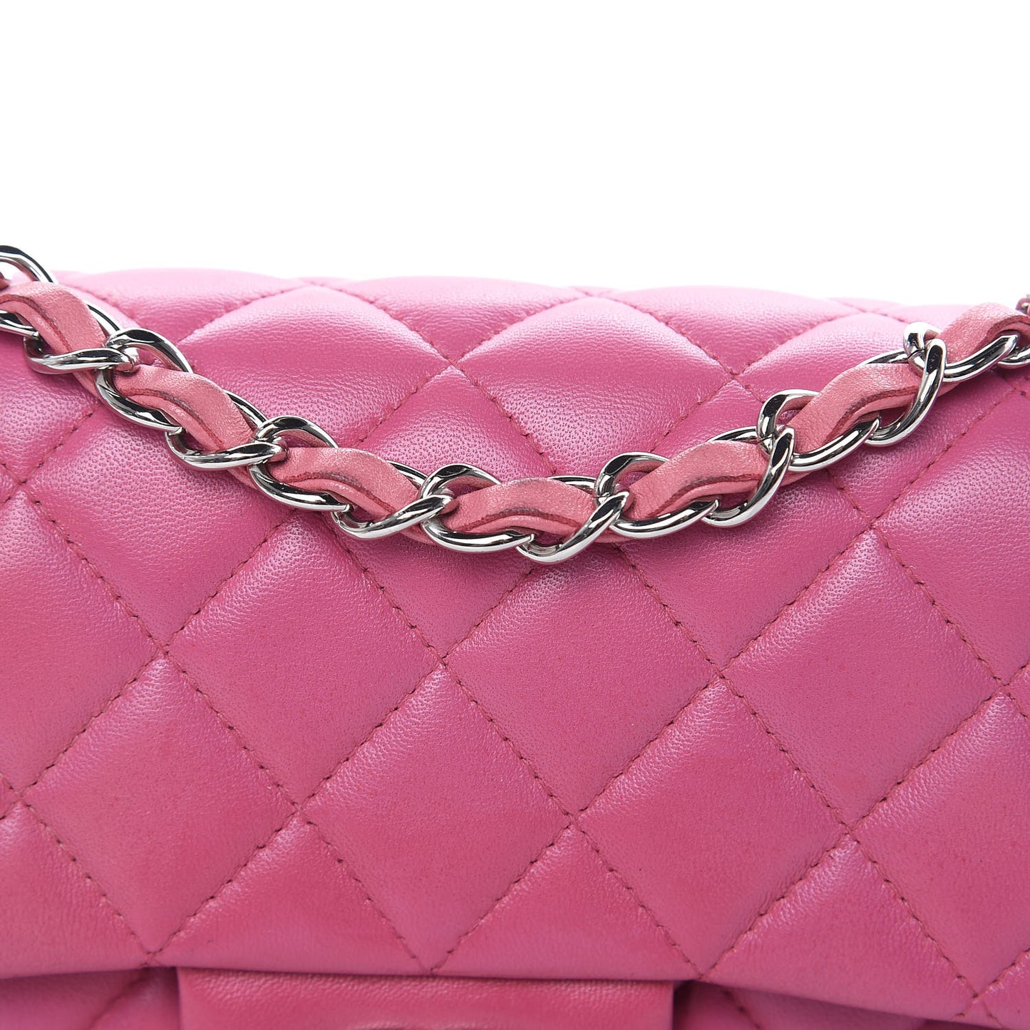 Lambskin Quilted Mini Rectangular Flap Dark Pink