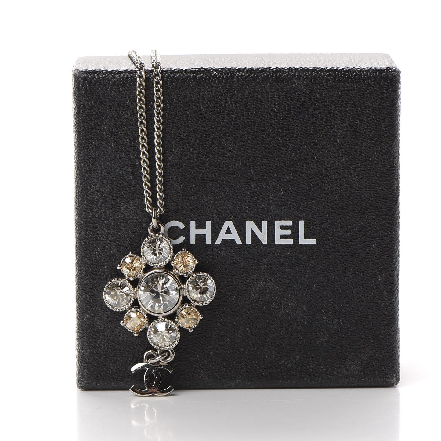 Crystal CC Pendant Necklace Silver