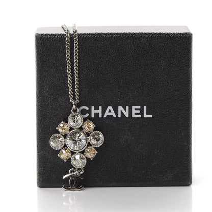 Chanel Crystal CC Pendant Necklace Silver 6 of 6