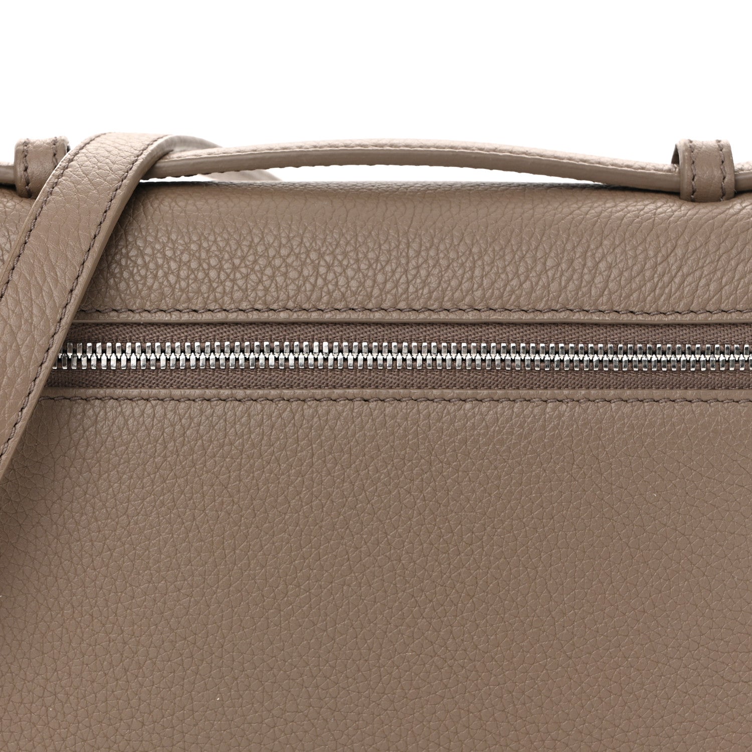 Loro Piana Grained Calfskin L19 Extra Pocket Pouch Warm Mastic 7 of 9
