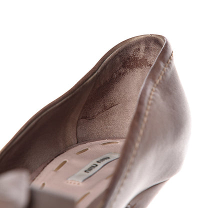 Miu Miu Washed Nappa Bow Peep Toe Pumps 36 Dark Rose 9 of 16
