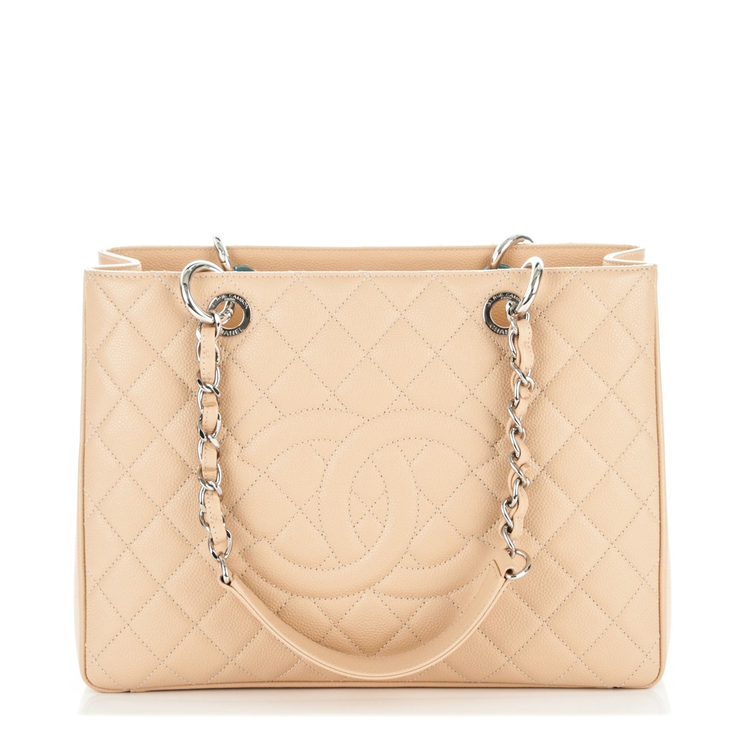 Caviar Quilted Grand Shopping Tote GST Beige Clair