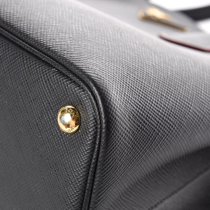 Prada Saffiano Cuir Large Double Bag Black Fuoco 19 of 23
