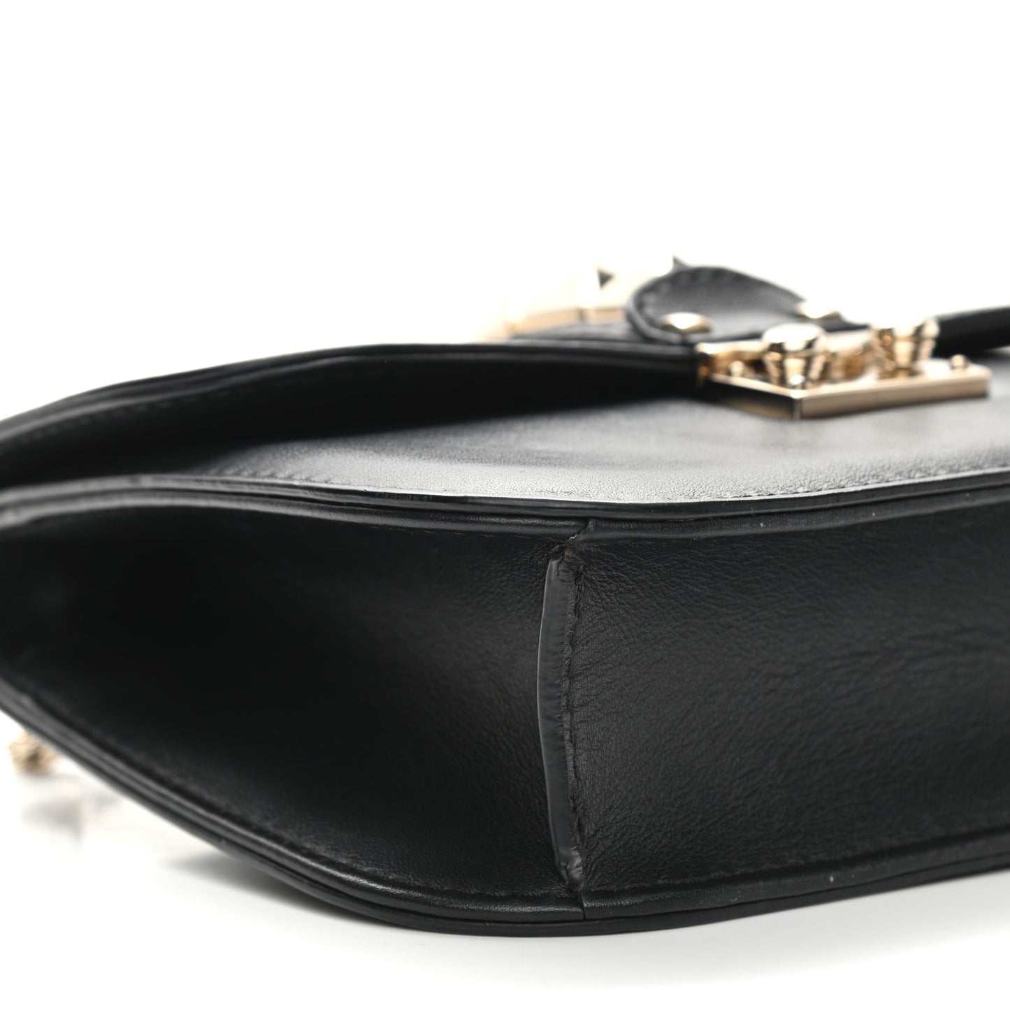 Vitello Small Glam Lock Rockstud Flap Black