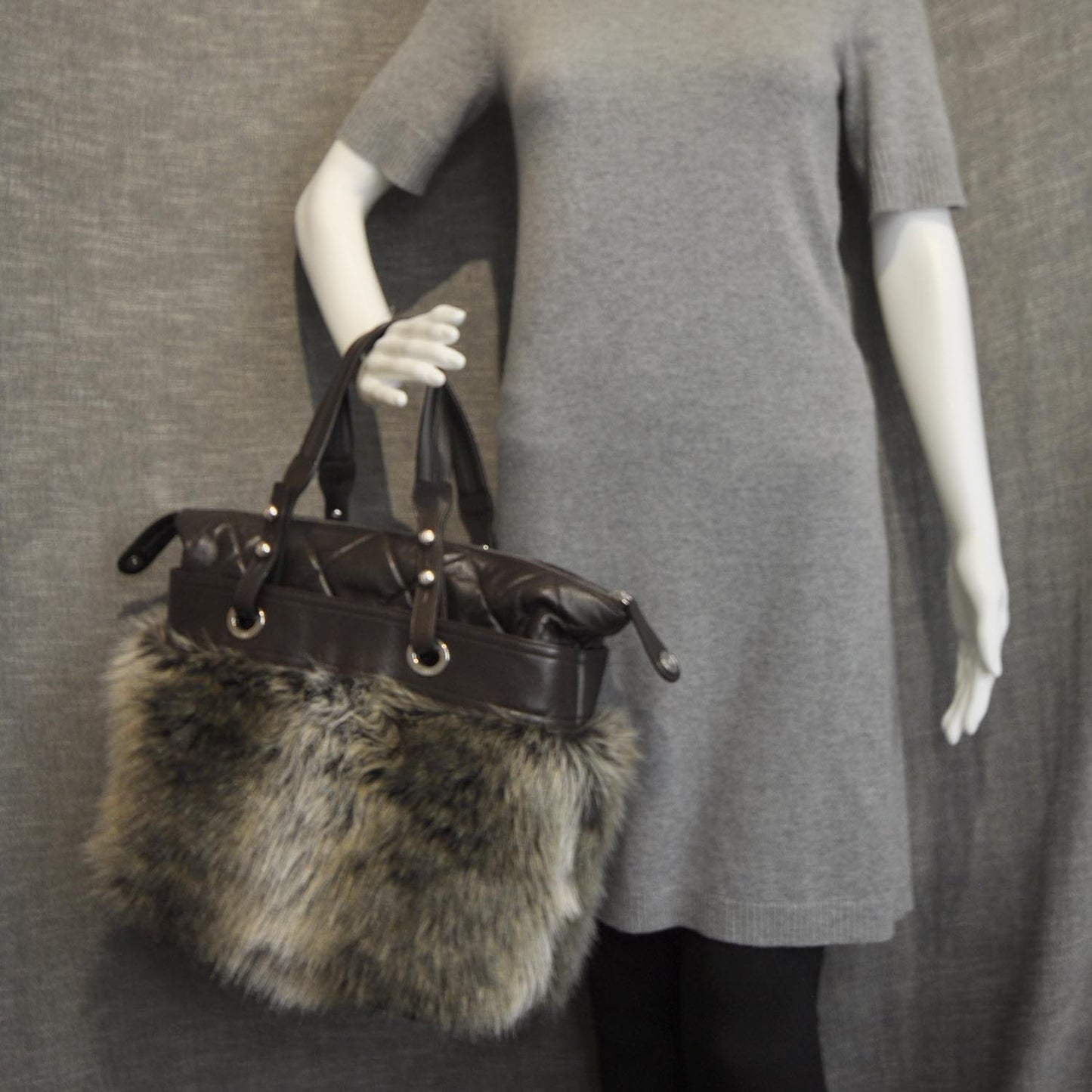 Quilted Lambskin Fantasy Fur Shopper Tote