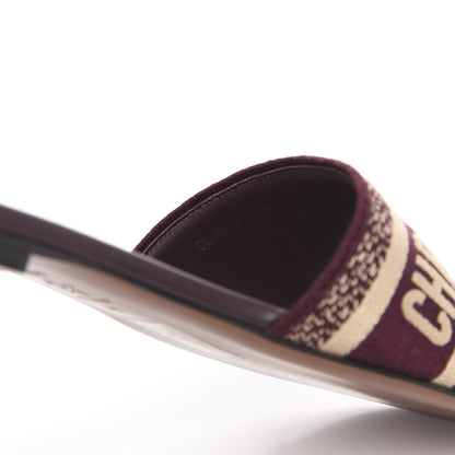 Christian Dior Canvas Embroidered Dway Mules Slide Sandals 37.5 Burgundy 8 of 9