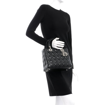Christian Dior Lambskin Cannage Medium Lady Dior Black 3 of 9