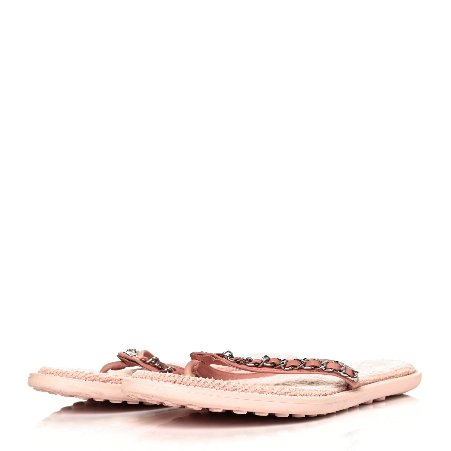 Chanel Calfskin CC Chain Thong Sandals 38 Pink 5 of 16