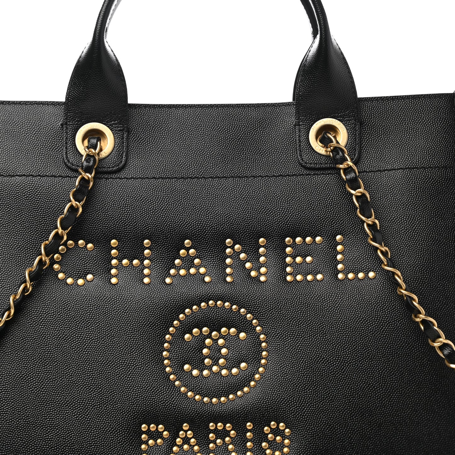 Caviar Small Studded Deauville Tote Black