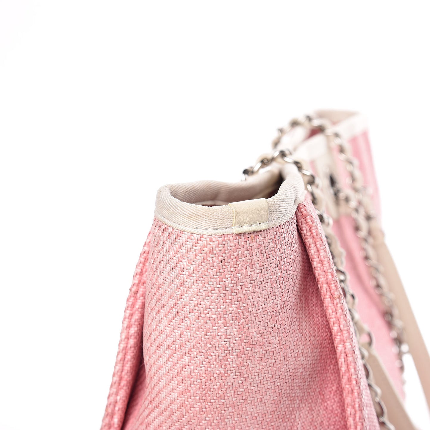 Woven Straw Raffia Small Deauville Tote Pink