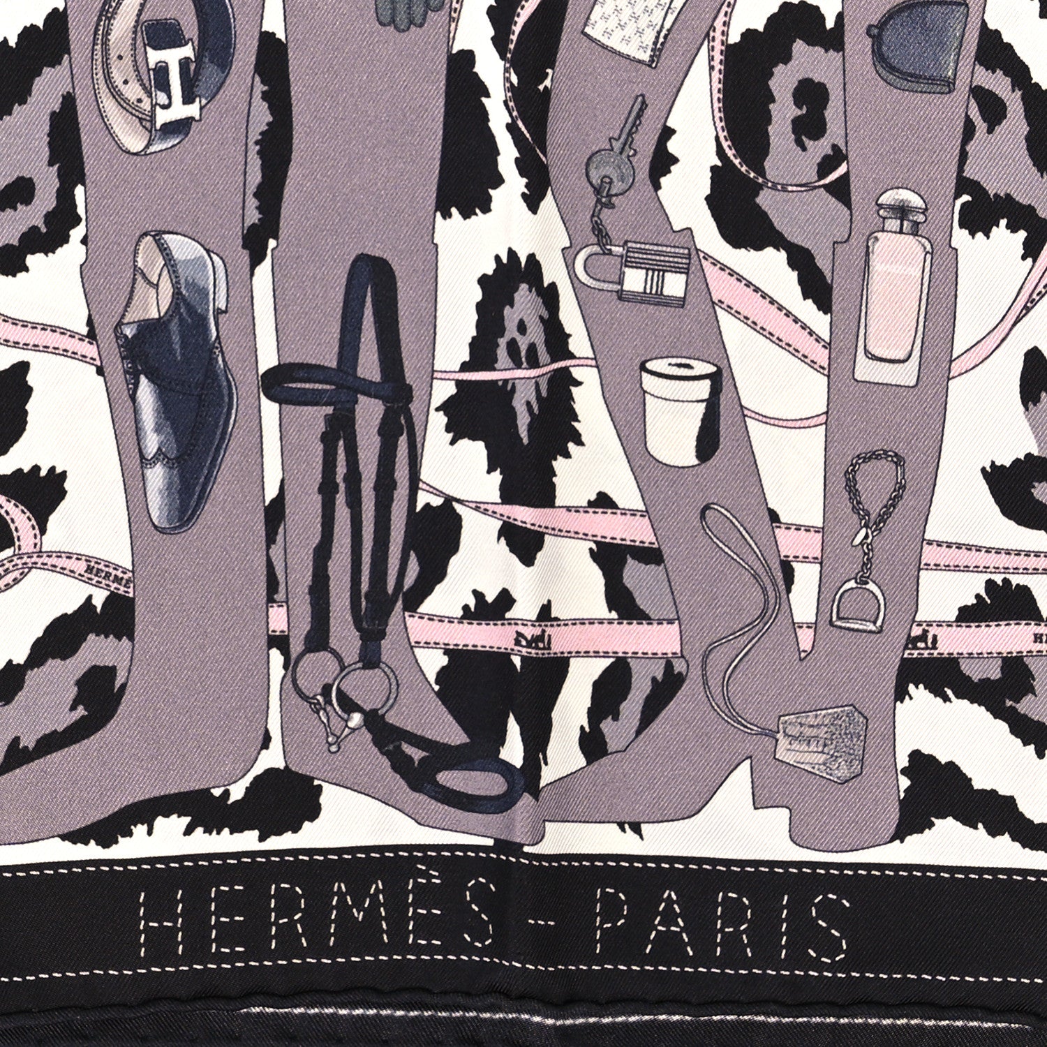 Hermes Silk Gavroche Monsieur et Madame Scarf 45 Black 2 of 3