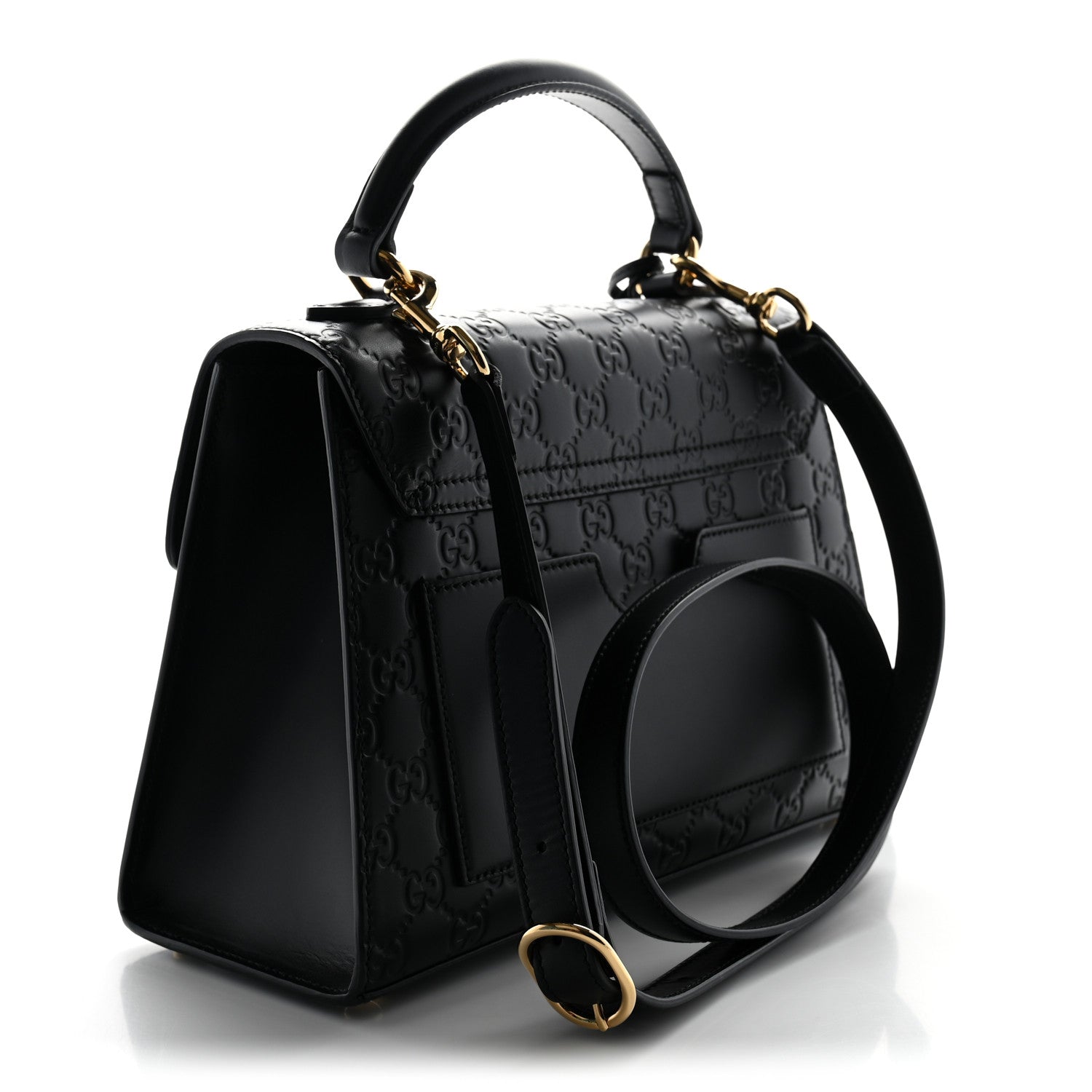 Gucci Guccissima Signature Small Padlock Top Handle Bag  Black 3 of 11