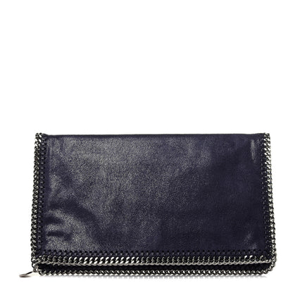 Stella McCartney Shaggy Deer Falabella Fold Over Clutch Navy Blue 1 of 12