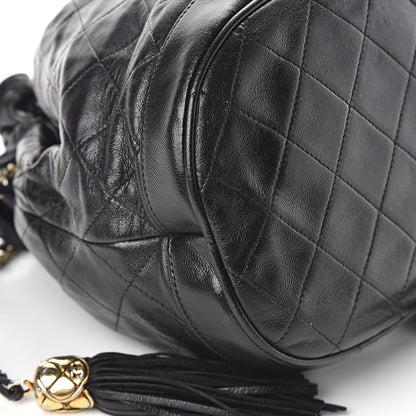 Chanel Lambskin Stitched Tassel Drawstring Pouch Black 9 of 10