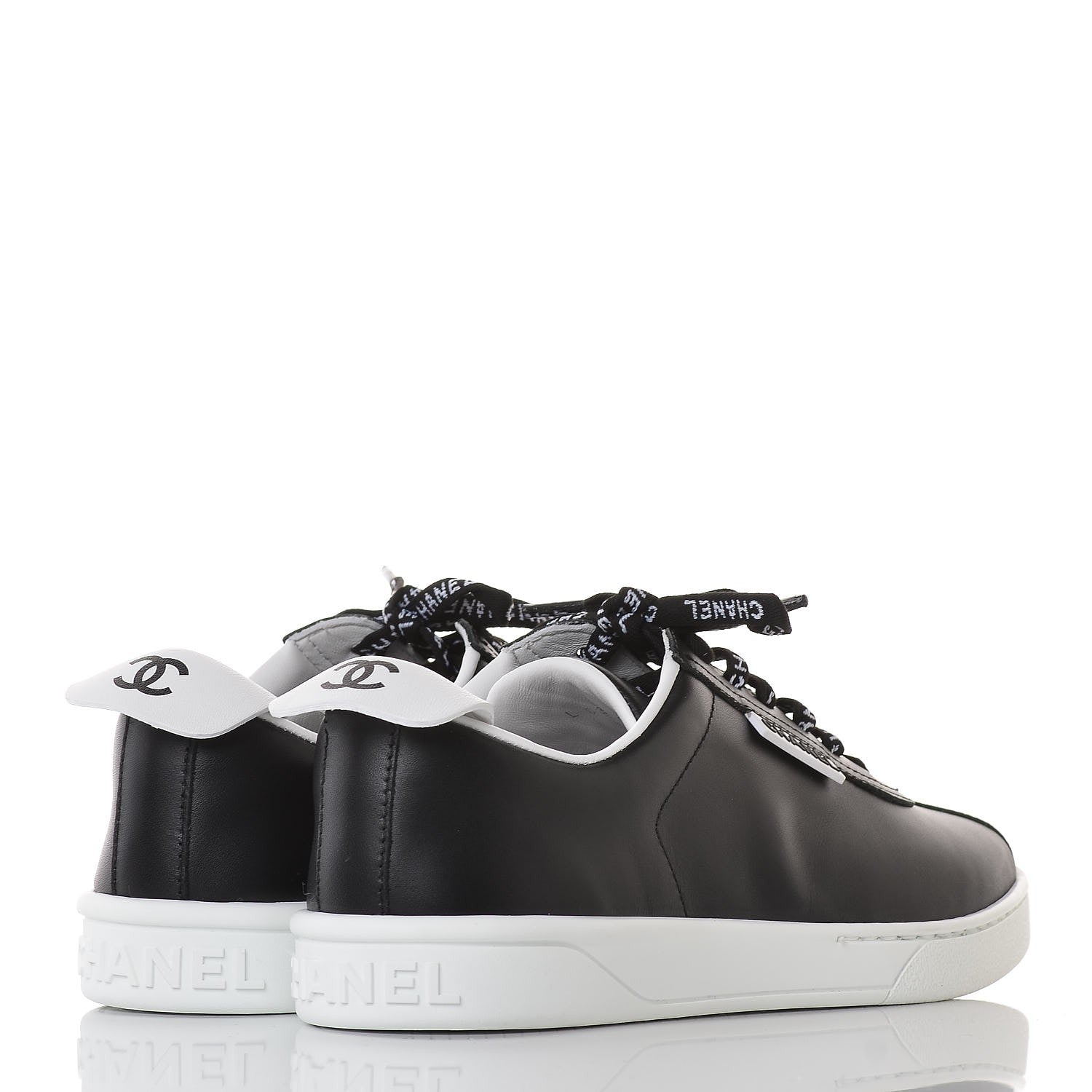 Chanel Calfskin CC Womens Sneakers 37 Black 4 of 10