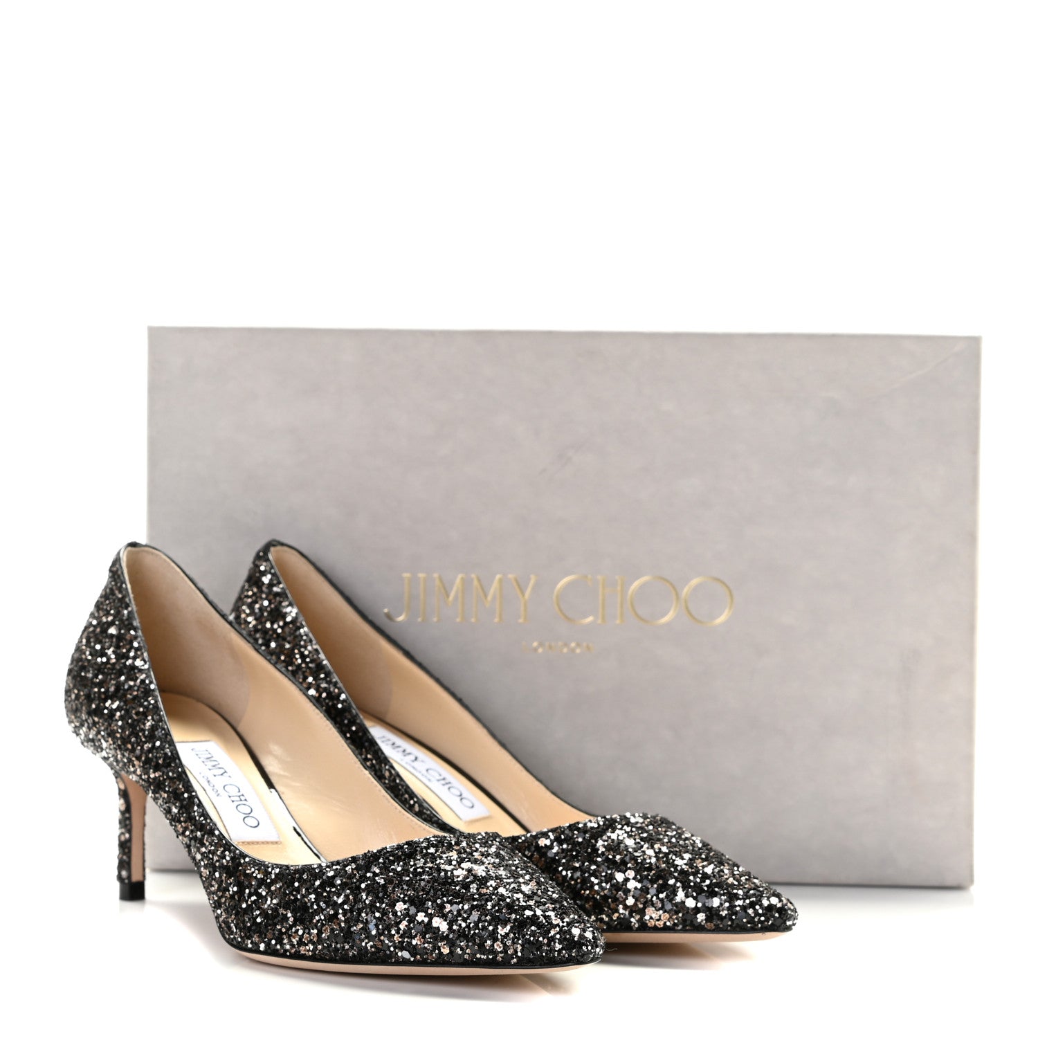 Jimmy Choo Coarse Glitter Pointy Toe Romy 40 Pumps 36.5 Twilight 10 of 10