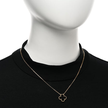 Van Cleef & Arpels 18K Yellow Gold Black Onyx Vintage Alhambra Pendant Necklace 2 of 5