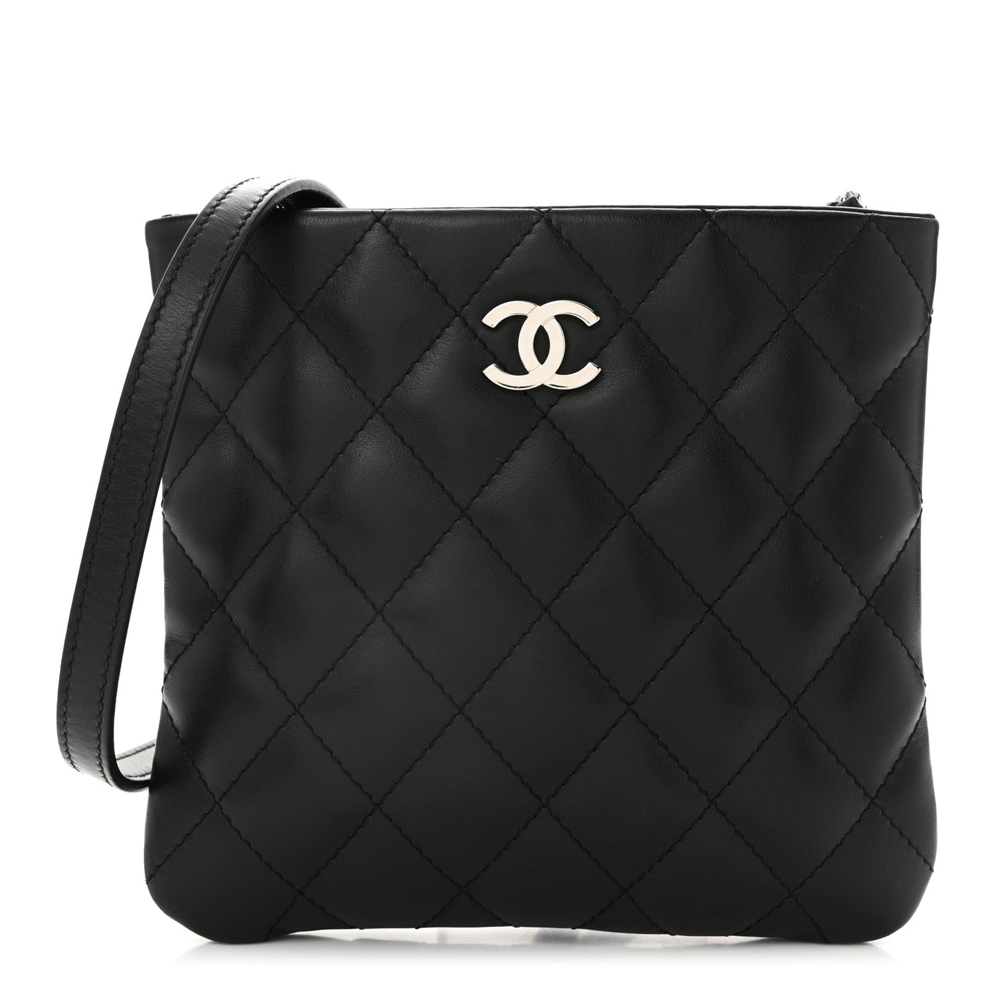 Lambskin Quilted Crossbody Bag Black
