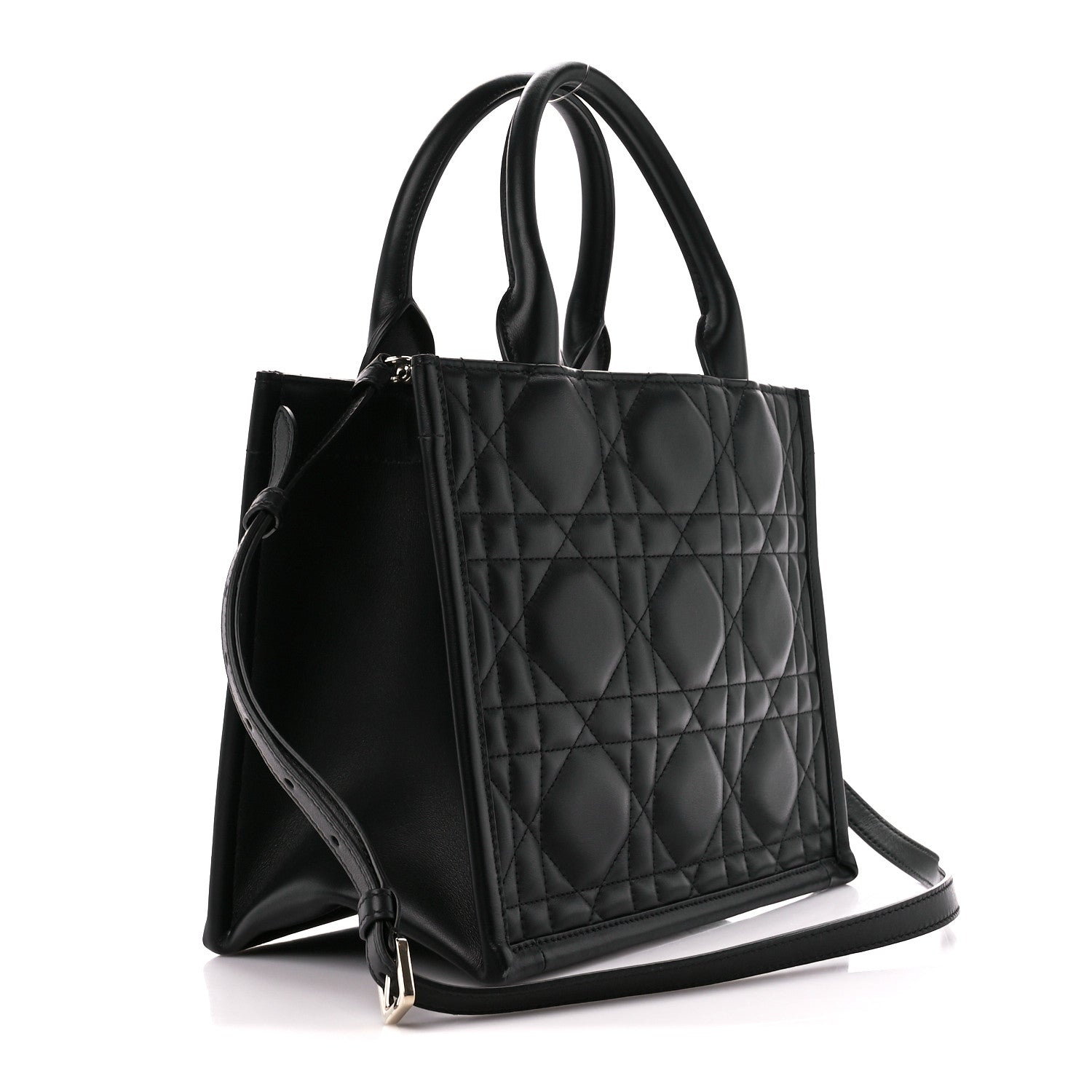 Christian Dior Calfskin Cannage Small Book Tote Black 3 of 11
