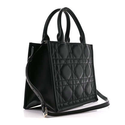 Christian Dior Calfskin Cannage Small Book Tote Black 3 of 11
