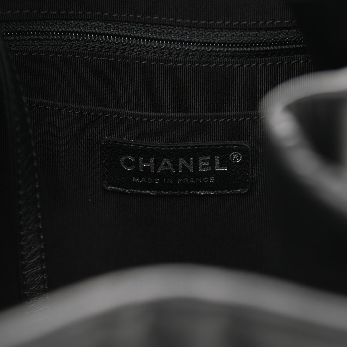 Lambskin Quilted CC Chain Drawstring Tote Black