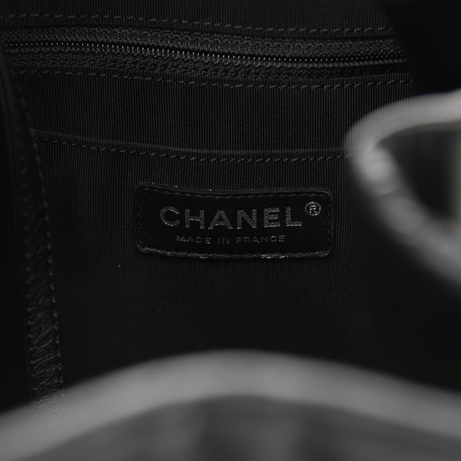 Chanel Lambskin Quilted CC Chain Drawstring Tote Black 8 of 10