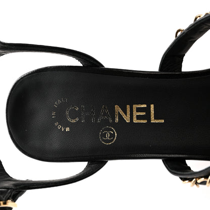 Chanel Lambskin CC Chain Sandals 40 Black 6 of 9