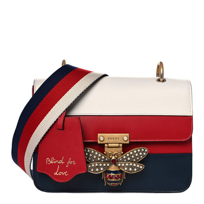 Gucci Calfskin Sylvie Web Queen Margaret Shoulder Bag Blue Agata Hibiscus Red Mystic White 1 of 11