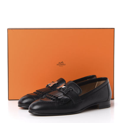Hermes Goatskin Womens Royal Loafers 35 Black 10 of 10