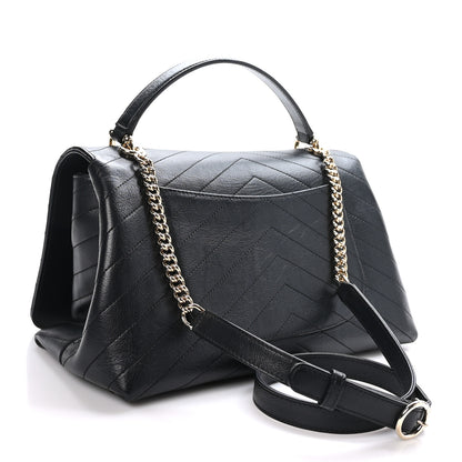 Chanel Grained Calfskin Chevron Stitched Medium Chic Top Handle Flap Black 3 of 12
