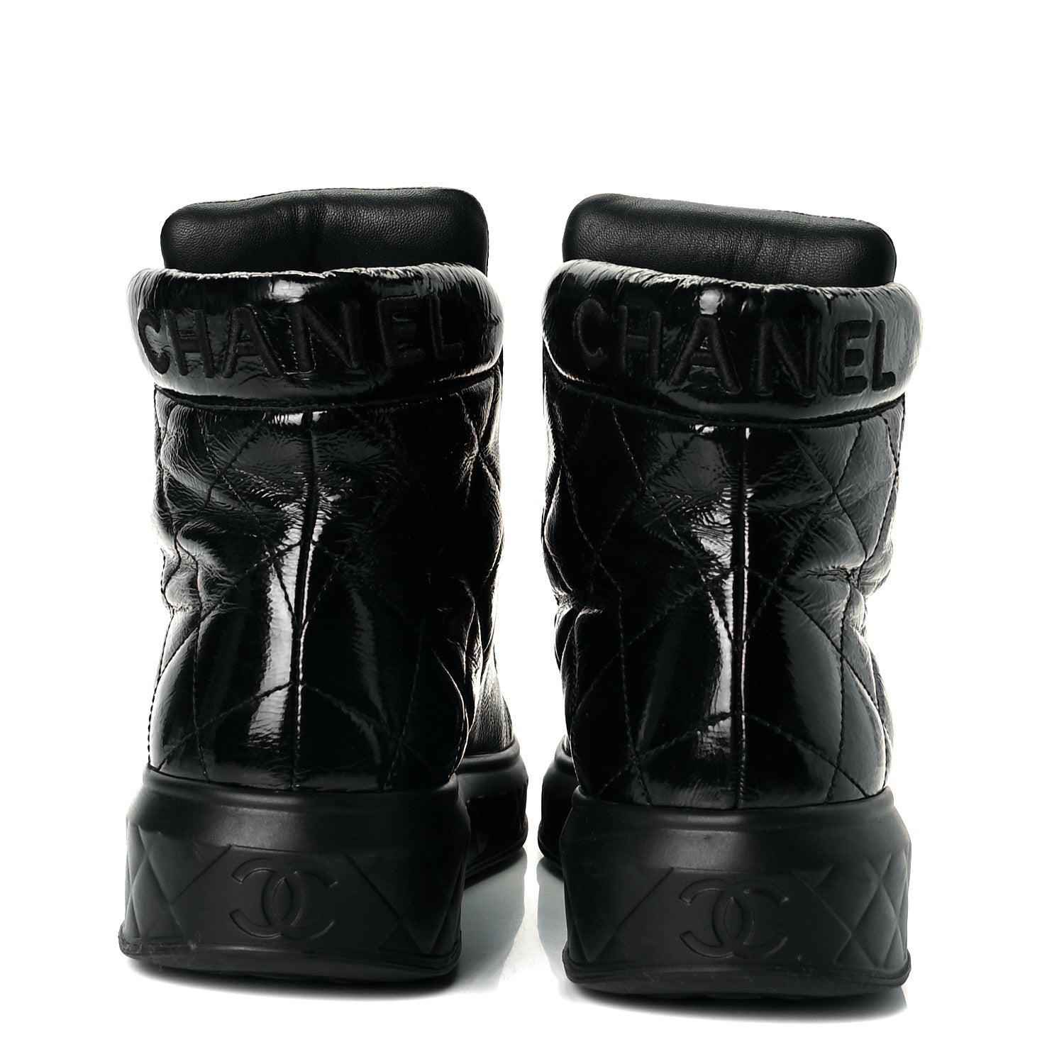 Chanel Patent Calfskin Quilted Womens High Top Sneakers 40 Black 5 of 8