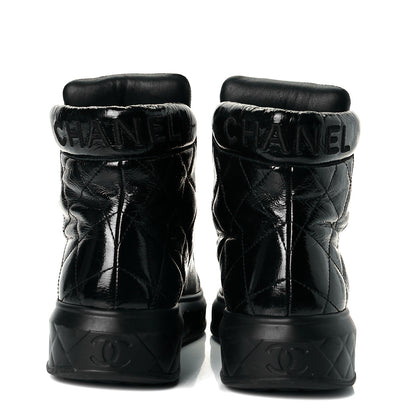 Chanel Patent Calfskin Quilted Womens High Top Sneakers 40 Black 5 of 8