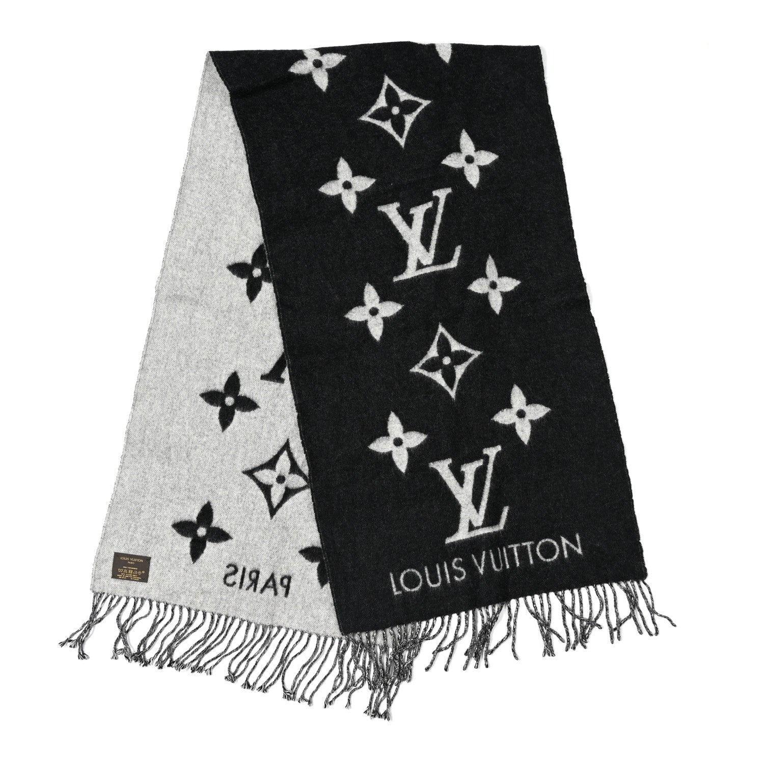 Louis Vuitton Cashmere Monogram Reykjavik Scarf Black 2 of 4