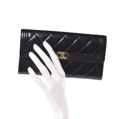 Chanel Iridescent Glazed Calfskin Quilted Boy Flap Wallet Black 2 of 9