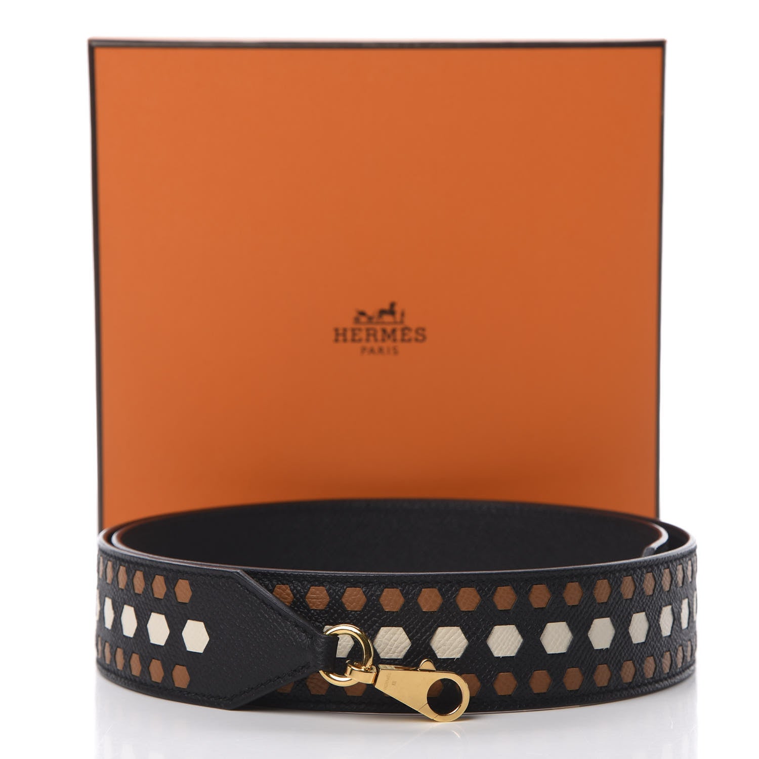 Hermes Epsom 45mm Mousqetons Tressage Shoulder Strap Black Gold 5 of 5