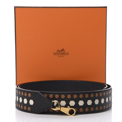 Hermes Epsom 45mm Mousqetons Tressage Shoulder Strap Black Gold 5 of 5