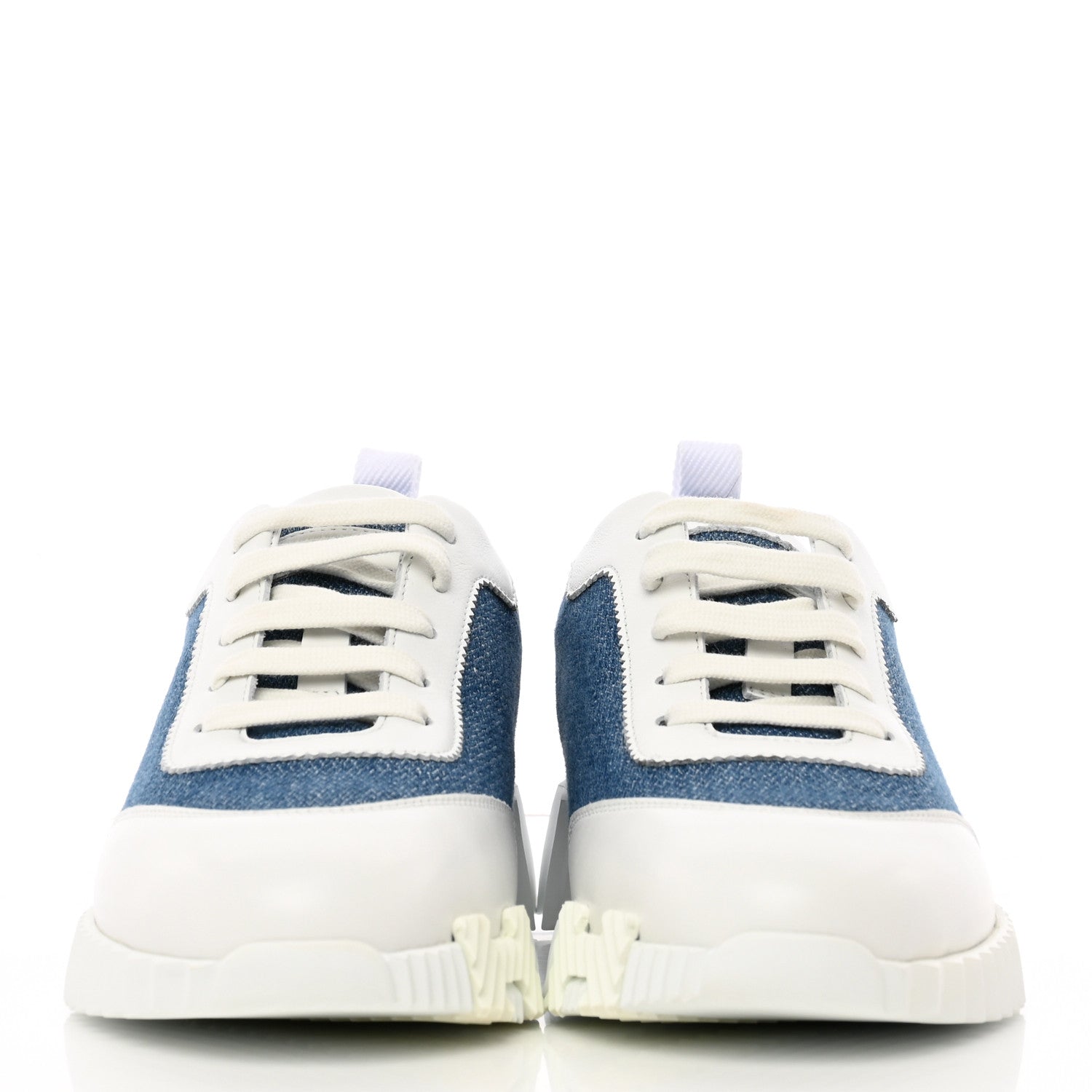 Hermes Denim Suede Goatskin Bouncing Sneakers 37 Bleu Clair White 2 of 12