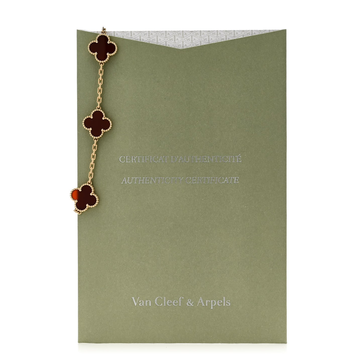 18K Yellow Gold Carnelian 5 Motifs Vintage Alhambra Bracelet